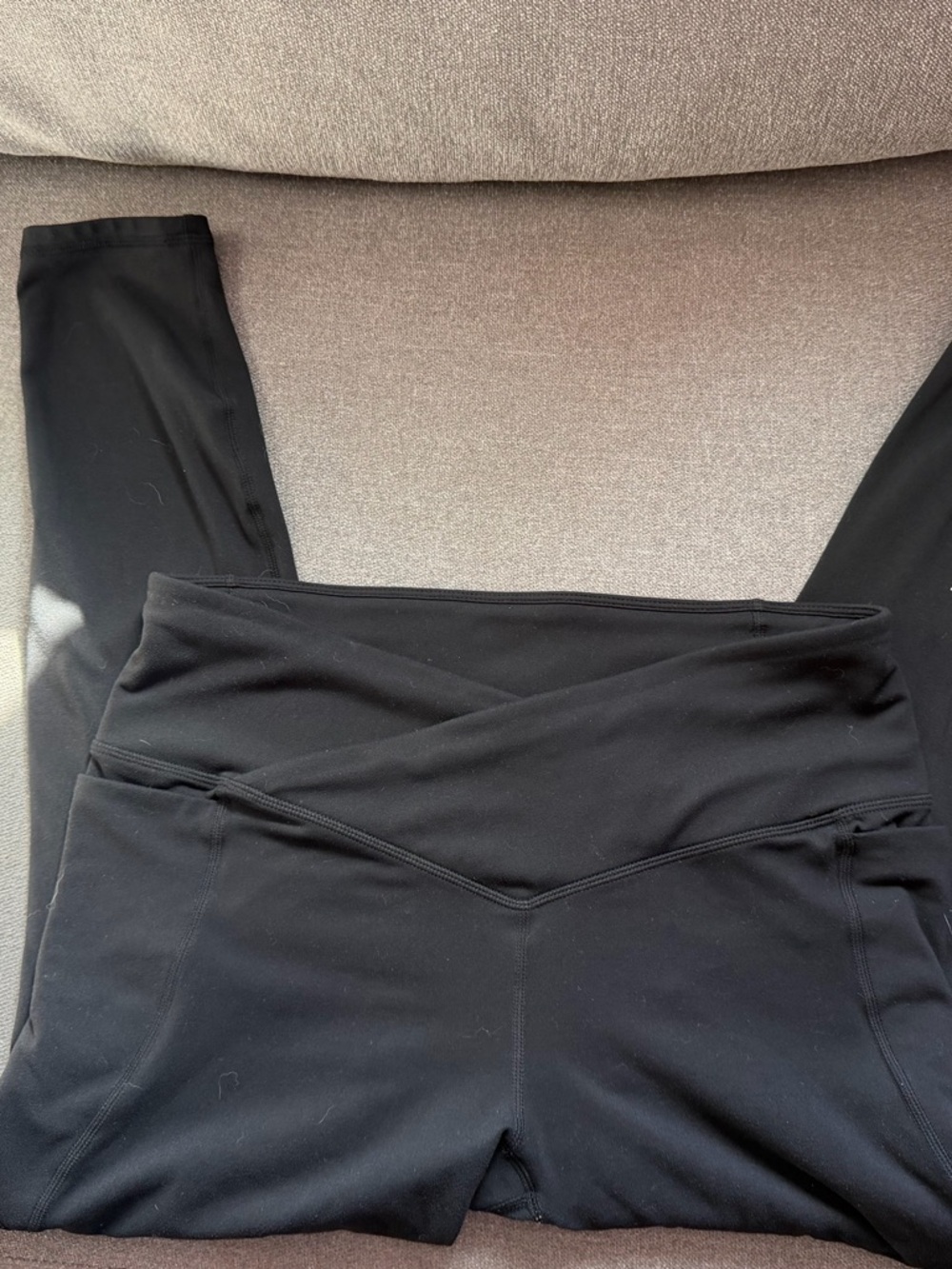 Fabletics Black Crossover Waist High-Rise Leggings